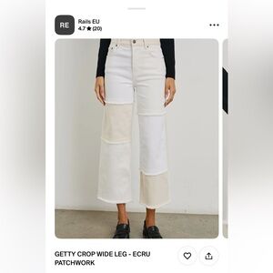 Rails Wide Leg Patchwork Pants in White and Cream